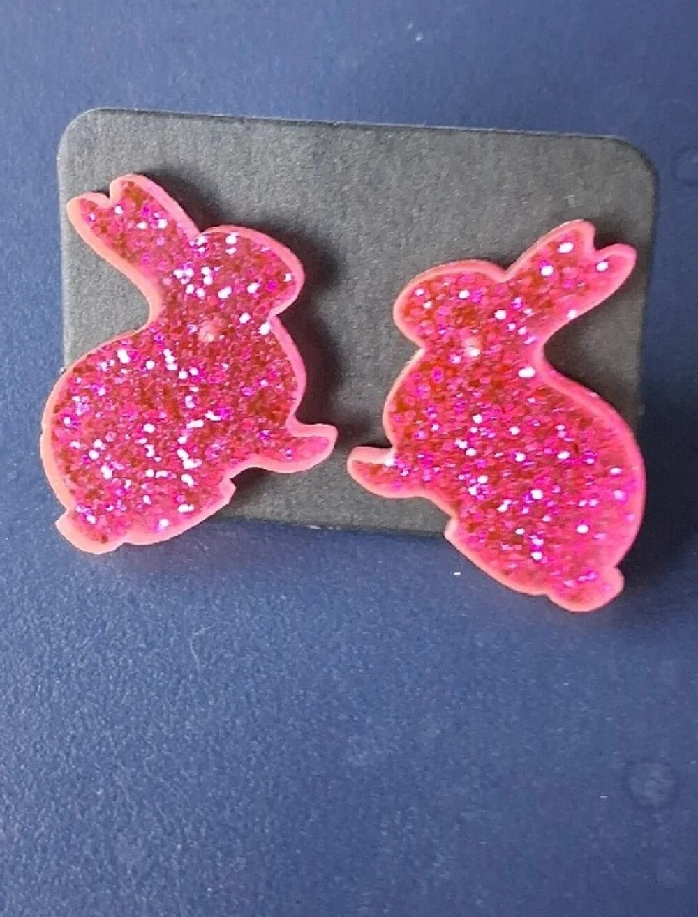 $8 Each Or Bundle 5/$20 Hot Pink Glitter Bunny Stud Earrings